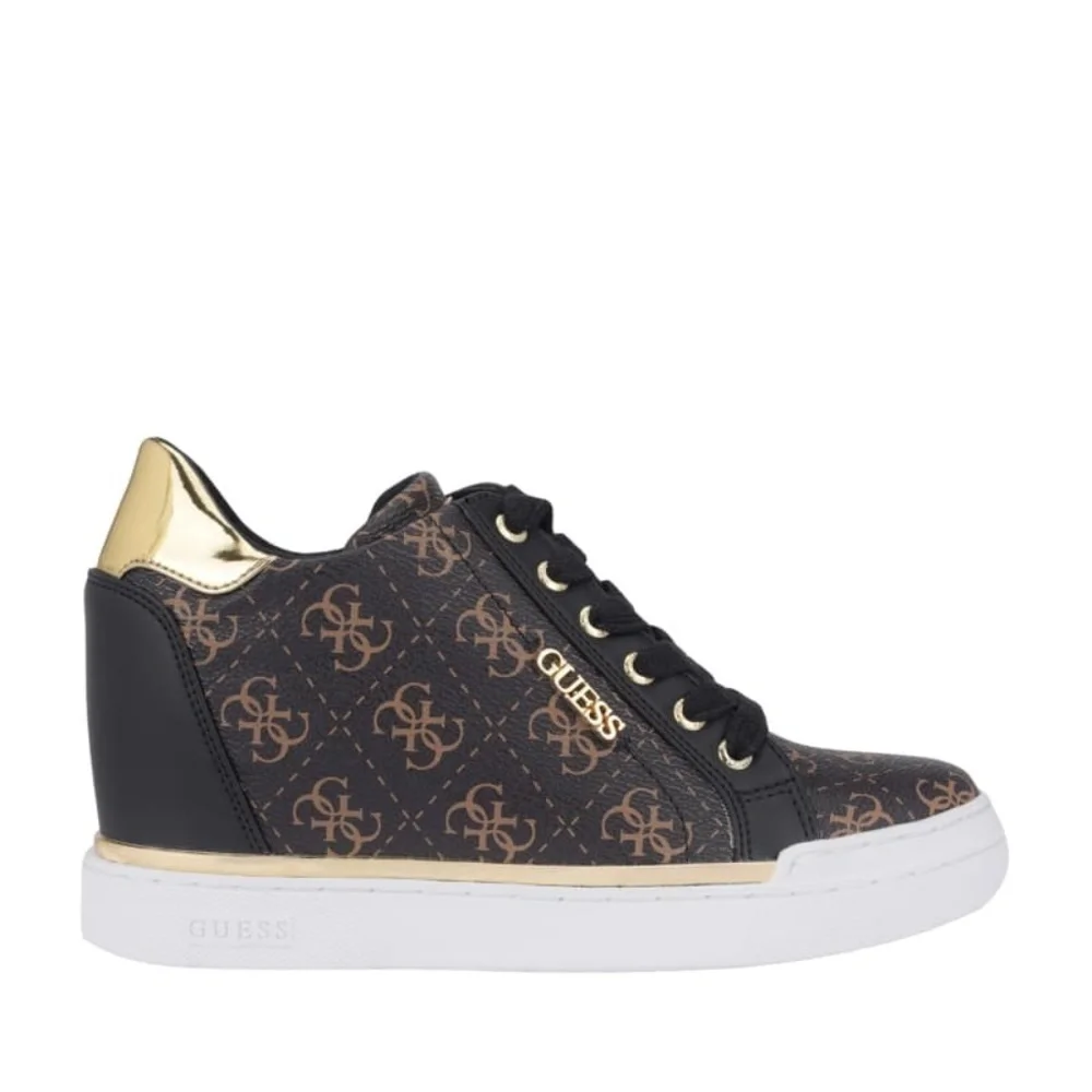 New GUESS Flowurs Logo-Debossed Wedge Sneakers SZ 8